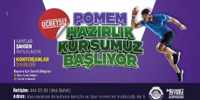 AFYON'DA GENÇLERE ÜCRETSİZ POMEM KURSU FIRSATI